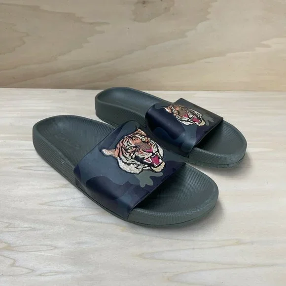Polo Ralph Lauren Mens Cayson Green Camo Tiger Head Slide Sandals Size 8 D Polo Ralph Lauren Tiger Sandals for Men | Mercari main image 4